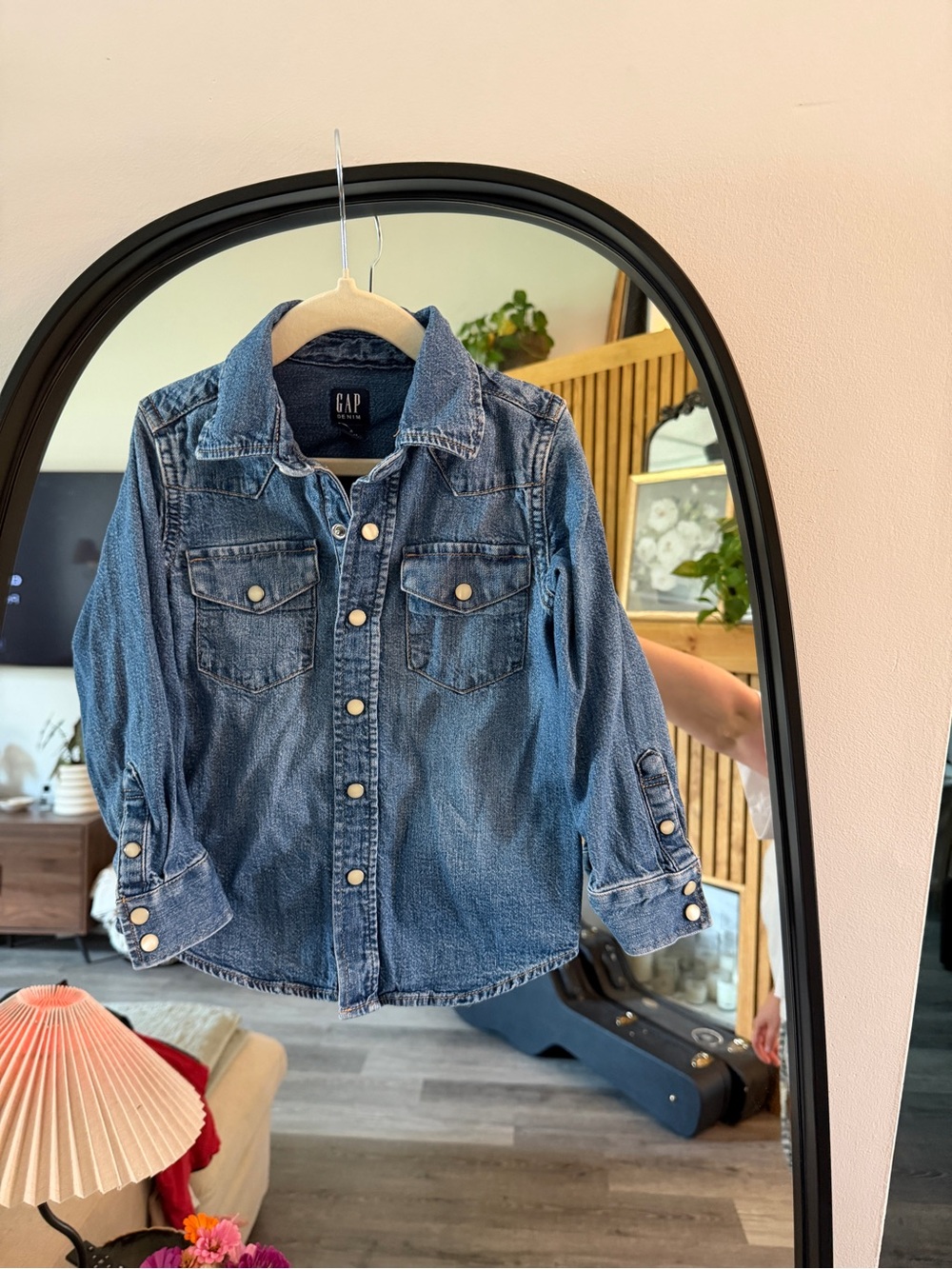 GAP Kids Denim Western Style Shirt-Jacket in Medium Blue